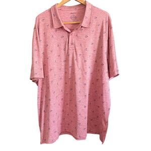 FLAG & ANTHEM Madeflex Pink heather golf shirt with Flamingo Cocktail Print XXL